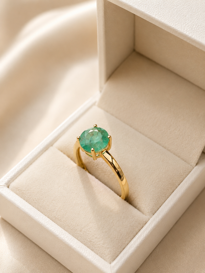 Anillo de esmeralda en oro 14k