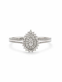 Anillo gota con diamantes en oro 14k