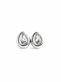 Arete de aguamarina biselado en oro blanco 14k
