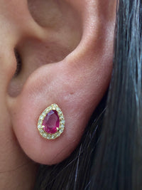 Aretes gota Rubí