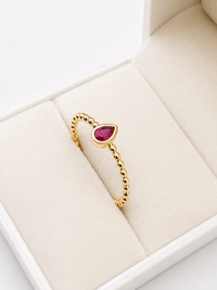 Anillo de rubi en gota oro 14k