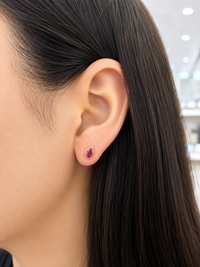 Arete gota  de rubí biselado en oro 14k