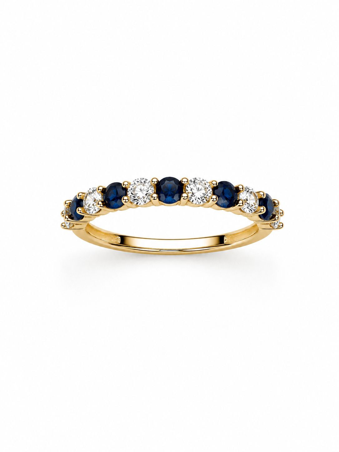 Anillo de zafiro con diamantes naturales en oro 14k