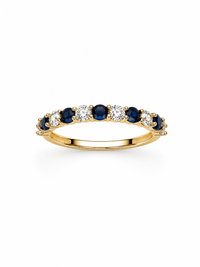 Anillo de zafiro con diamantes naturales en oro 14k