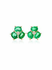 Arete de flor esmeralda en oro 14k