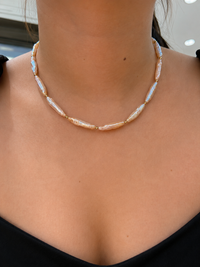 Collar de perla rosa con broche oro 10k
