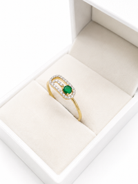 Anillo de esmeralda mini con diamantes naturales en oro 14k