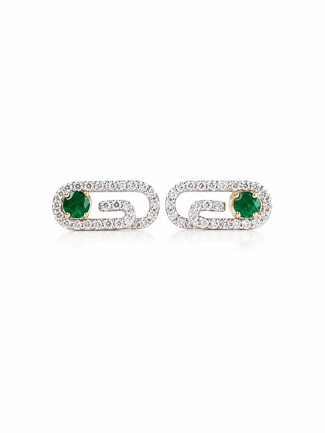 Aretes de esmeralda y diamantes naturales en oro 10k