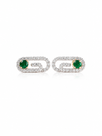 Aretes de esmeralda y diamantes naturales en oro 10k