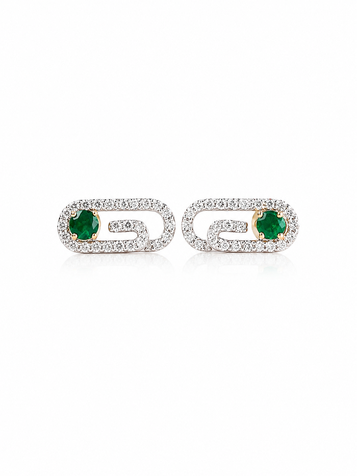 Aretes de esmeralda y diamantes naturales en oro 10k