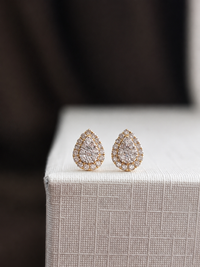 Arete gota diamantes naturales en oro 14k
