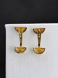 Arete de citrino con diamantes en oro 14k