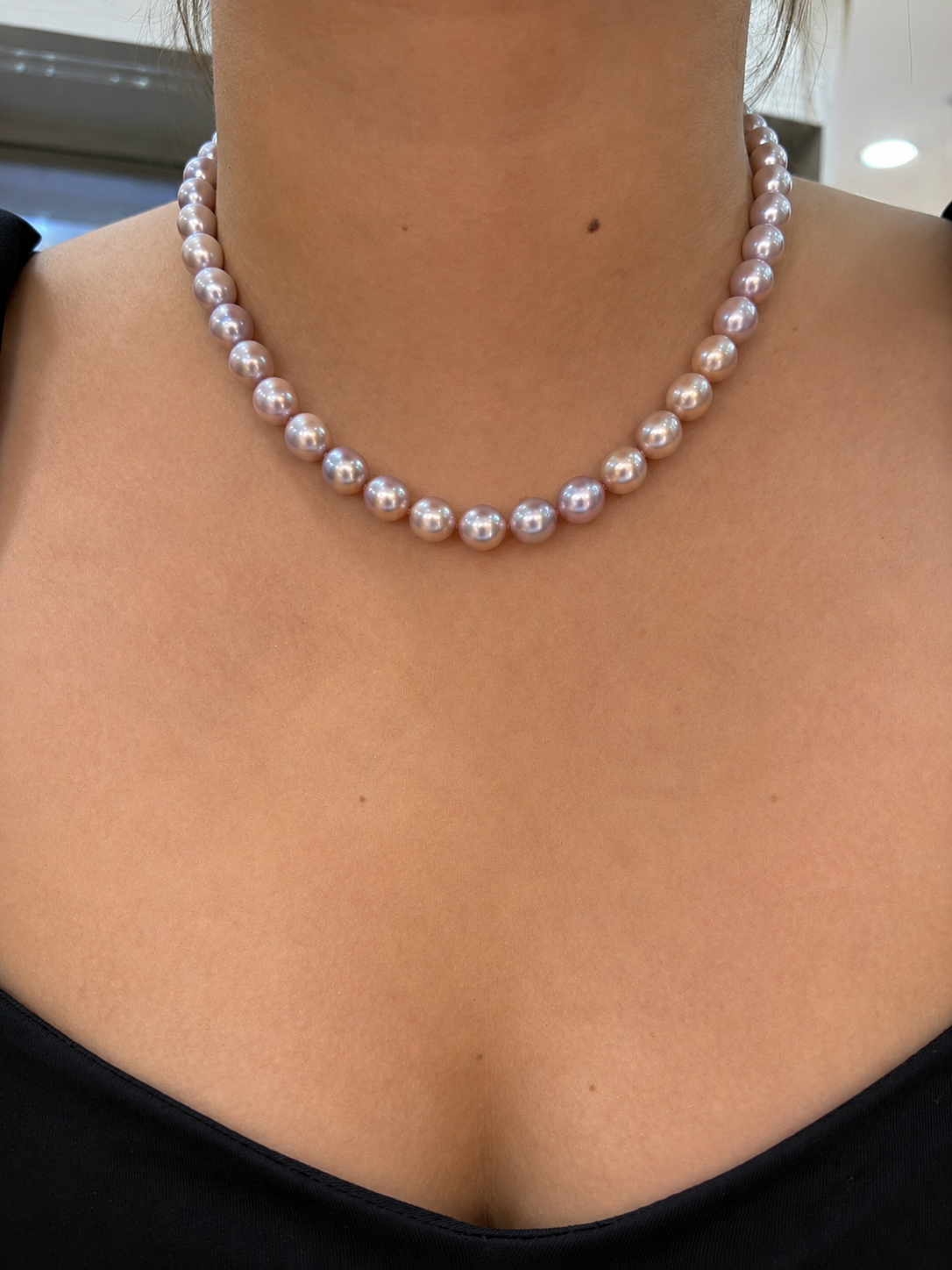 Collar de perla con broche y extensión oro 10k
