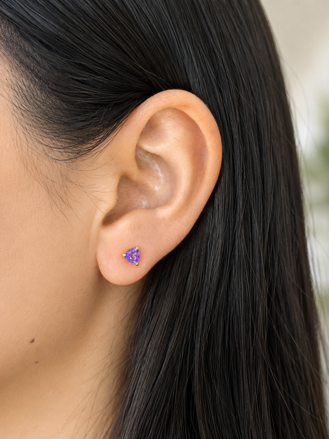 Arete de amatista en oro 14k