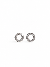 Arete silueta con diamantes naturales en oro blanco 14k